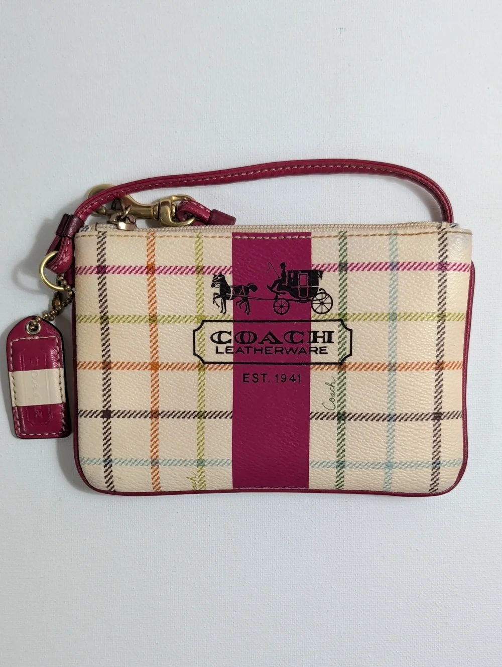 Vintage Coach Heritage Tattersall Wristlet